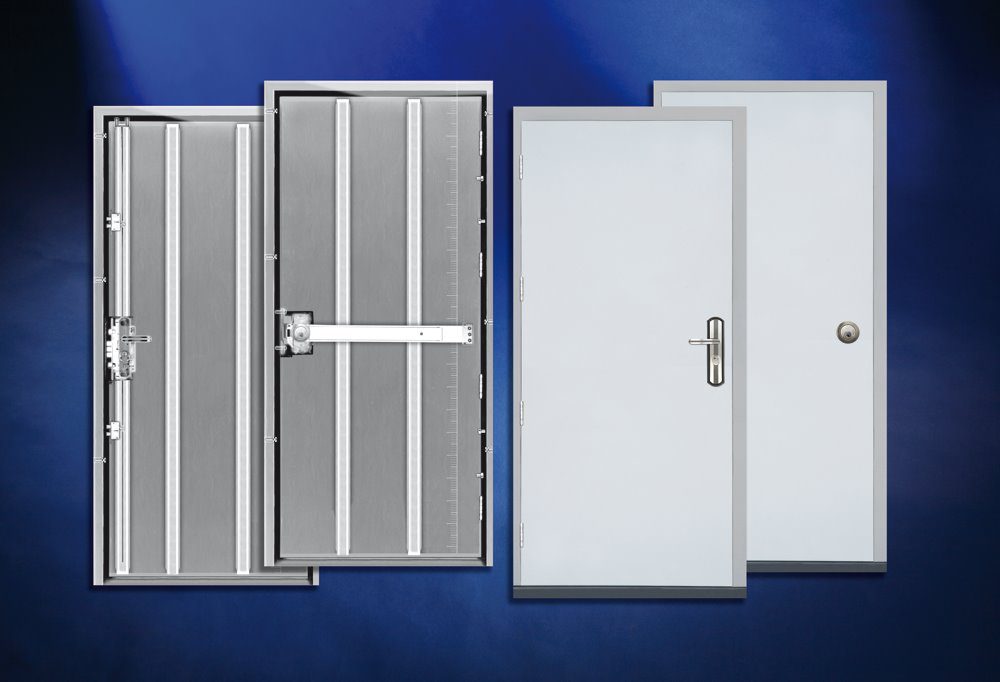 Secure steel exit doors